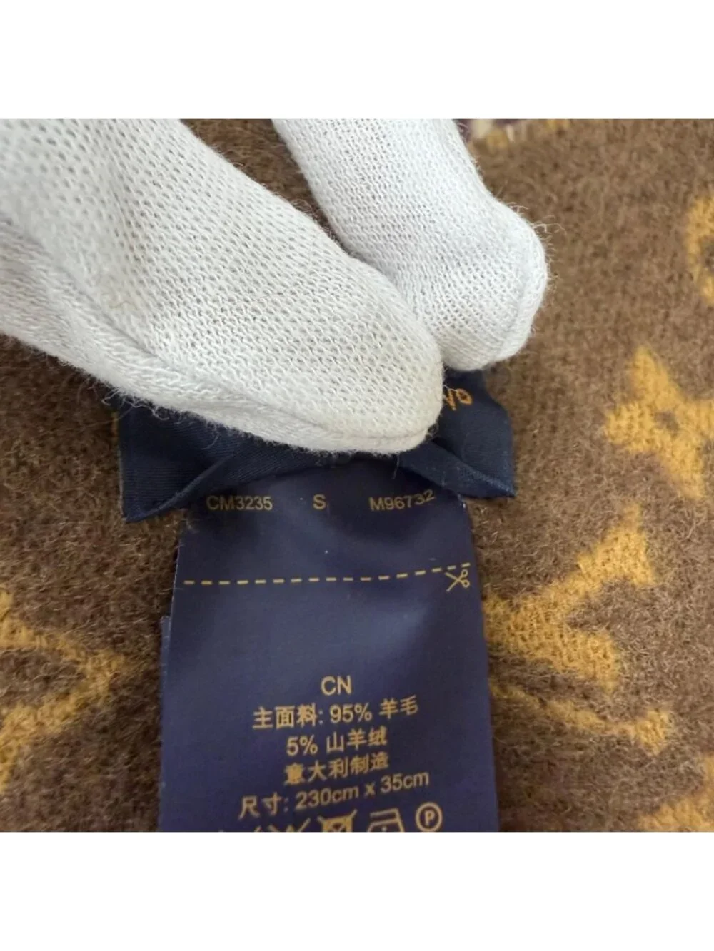 Louis Vuitton My Neverfull Cashmere Mixed Monogram Scarf with Fringe Brown Tote
